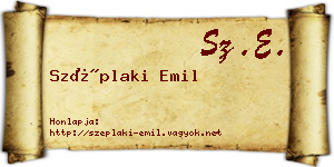 Széplaki Emil névjegykártya